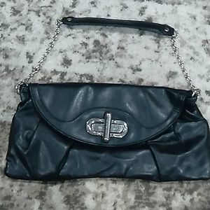 Daisy Fuentes black leather handbag/shoulder bag